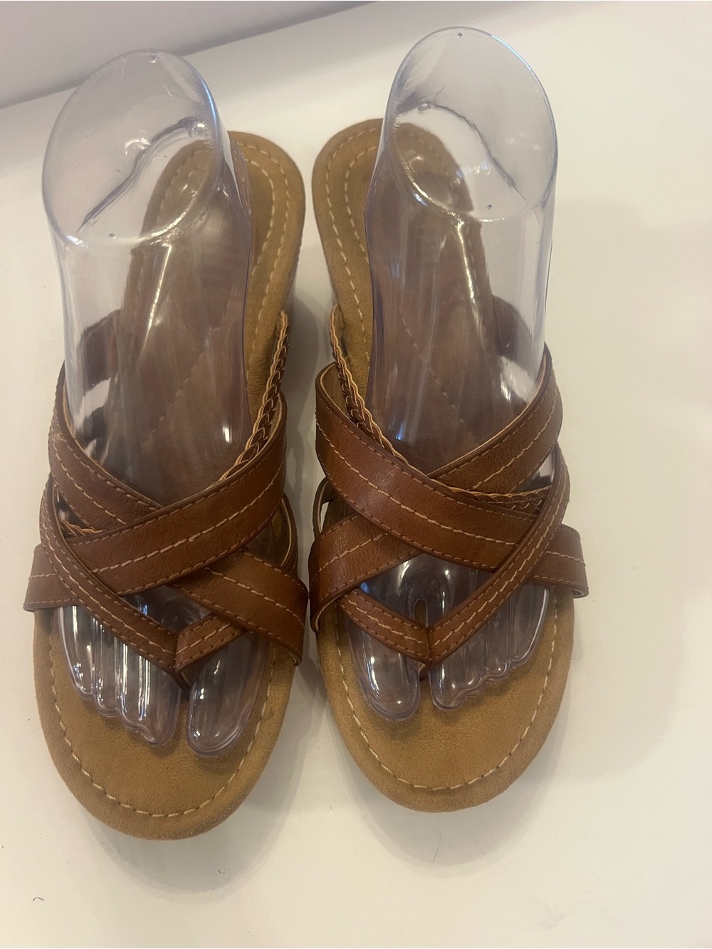 Women's Tan Crisscross Slide Sandals